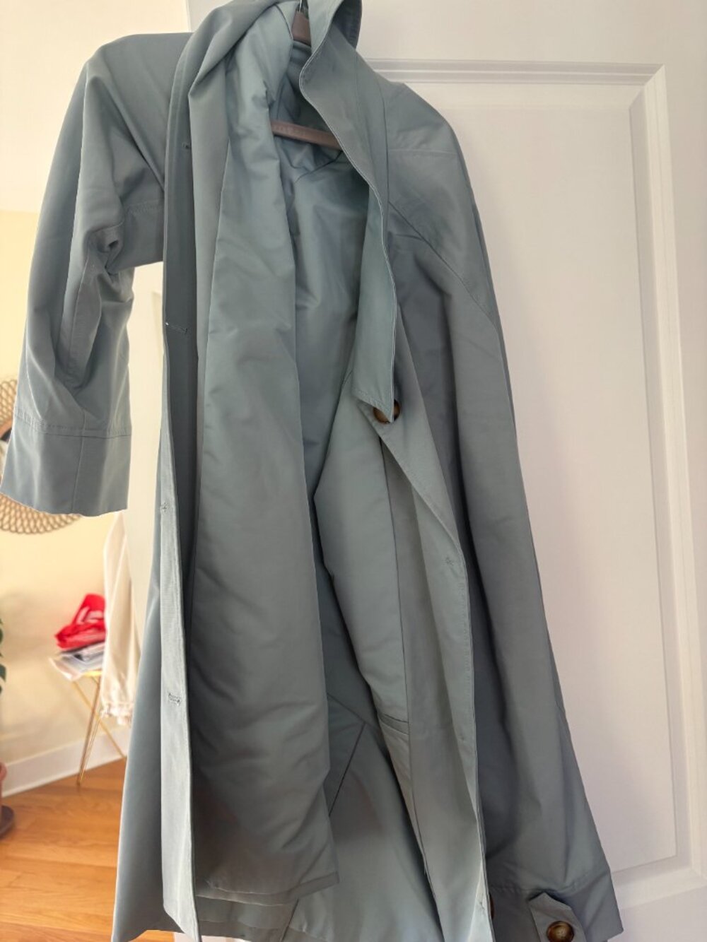 Reformation Dion Trench Sky Blue Size S - Picture 4 of 5